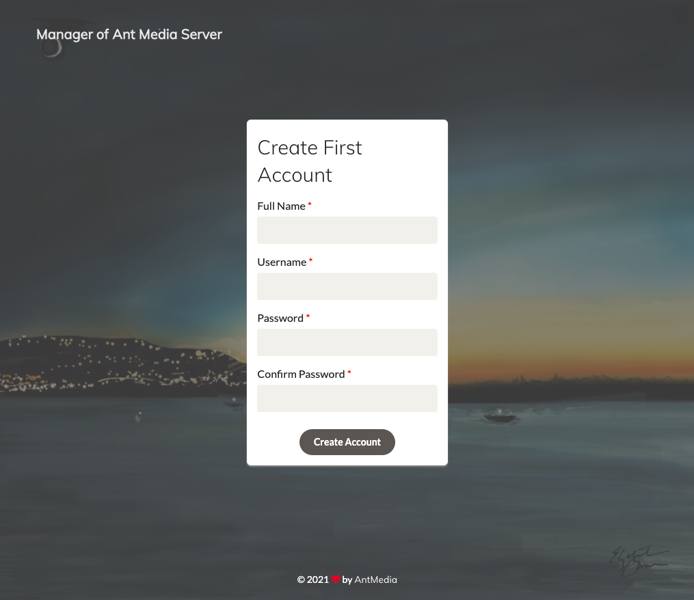 antmediaserver.png ‘Ant Media Server account creation page.' antmediaserver.png ‘Ant Media Server account creation page.'