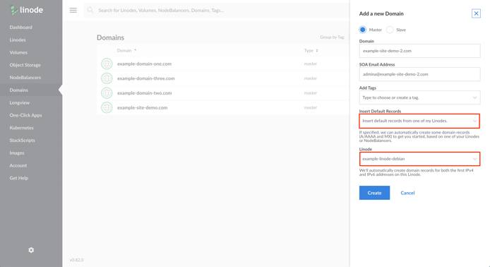 Create default DNS records when adding a new domain.